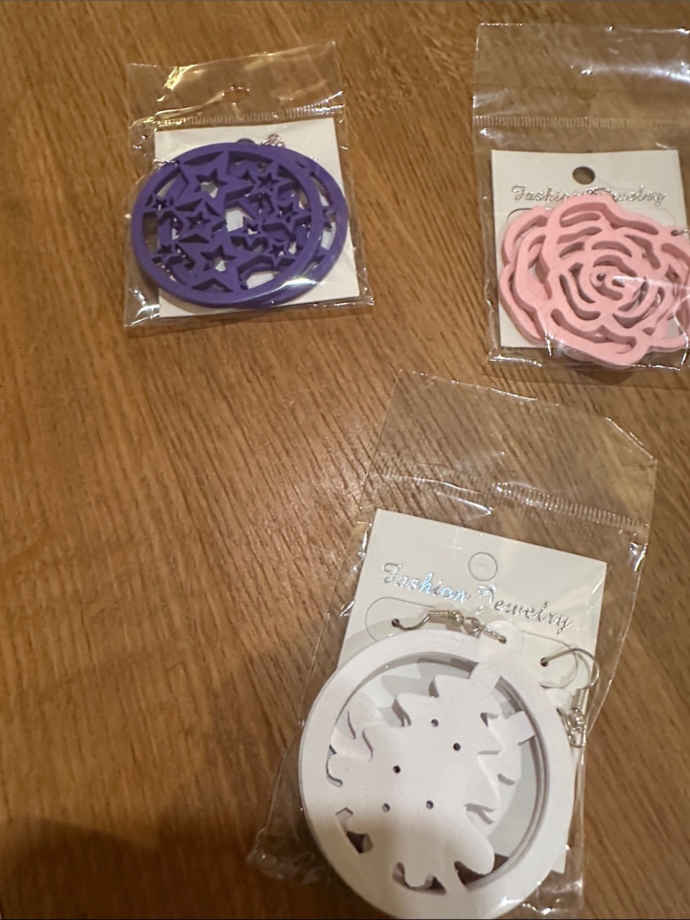 Fashion Jewelry Purple, Pink, White Floral and Star Cutout Earrings Set
